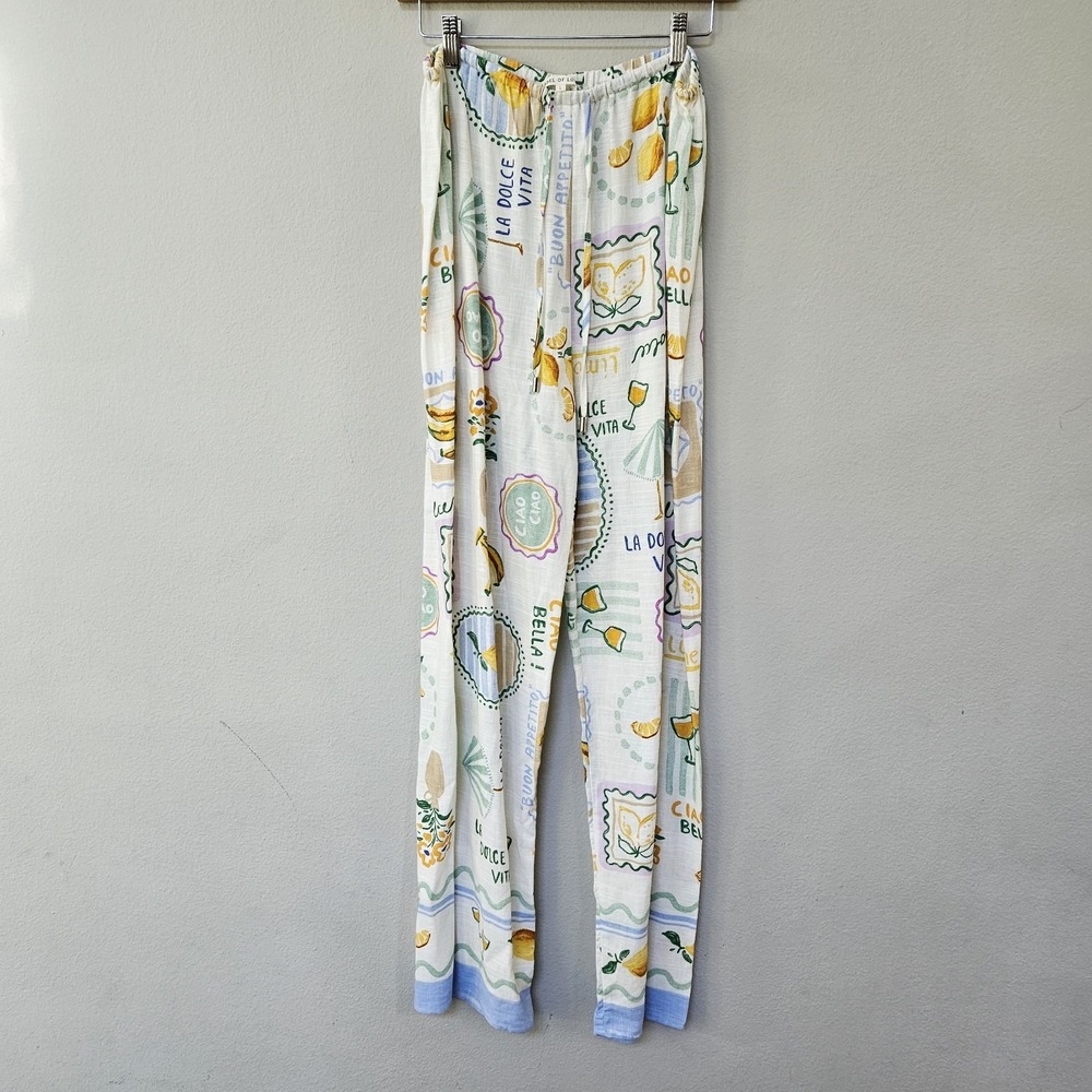 Label of Love Women Large L Wide Leg Pants Beach La Dolce Vita Linen Blend